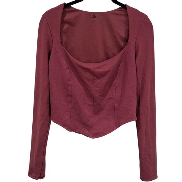 Alo Yoga Soft Sculpt Long Sleeve Comfy Athletic in Color Mars Clay Size L - Picture 3 of 10